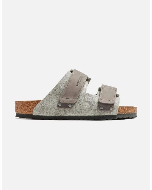 Birkenstock Gray Uji Leather & Textile Sandals for men