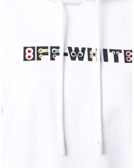 Off-White c/o Virgil Abloh White Geometric Logo Cropped Hoodie