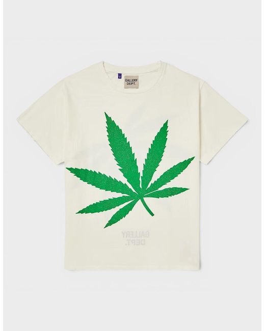 GALLERY DEPT. Green Weed Glittered Cotton Jersey T-Shirt for men