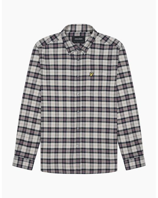 Lyle & Scott White Lyle & Scott Check Flannel Long Sleeve Shirt for men