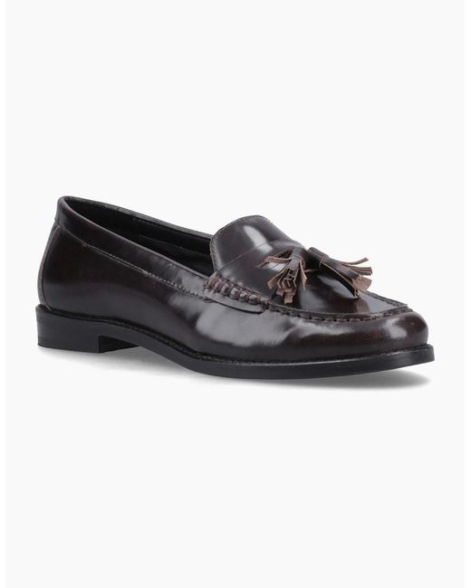 Hush Puppies Black Connie Leather Aubergine Loafers