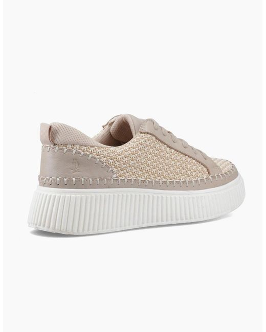 Hush Puppies White Haisley Woven Textile Taupe Standard Trainers