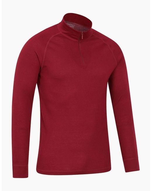 Mountain Warehouse Red Talus Zip Neck Long-Sleeved Thermal Top for men