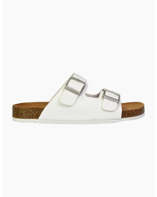 XY London White Ladies Star Double Strap Buckle Summer Flat Sandals