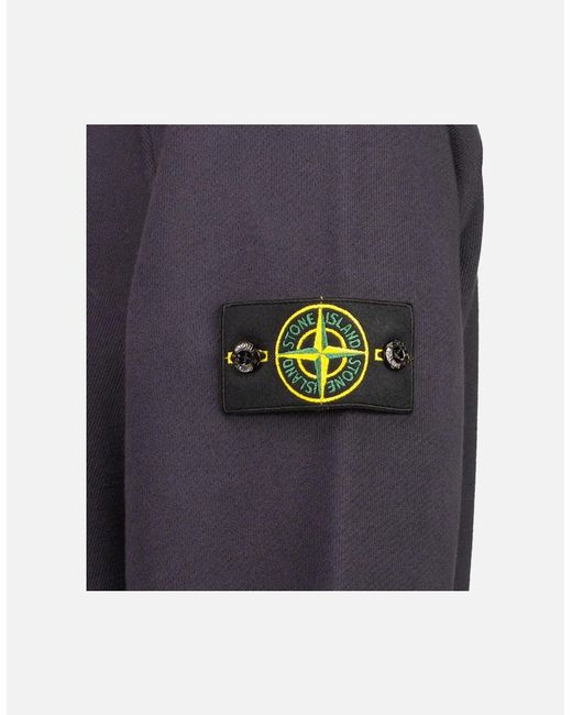 Stone Island Blue Organic Cotton Diagonal Fleece Sweatshirt for men