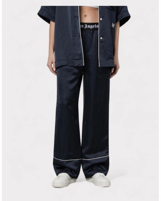 Palm Angels Blue Satin Pyjama Bottoms