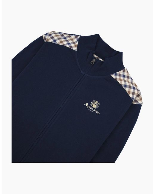 Aquascutum Blue Cc Shoulder Fz Fleece Funnel Neck 11 for men