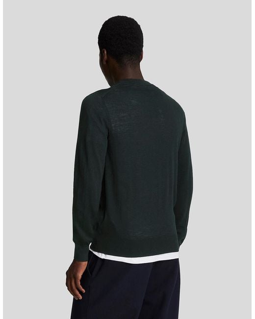Lyle & Scott Green Merino Wool Crew Neck Jumper for men