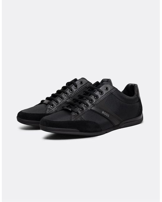 Boss Black Boss Saturn Low Profile Mixed Material Trainers With Suede And Faux Leather Nos for men