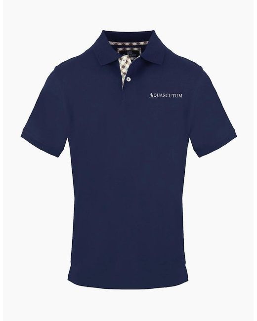 Aquascutum Blue Collared Neck Short Sleeve Polo Shirt for men