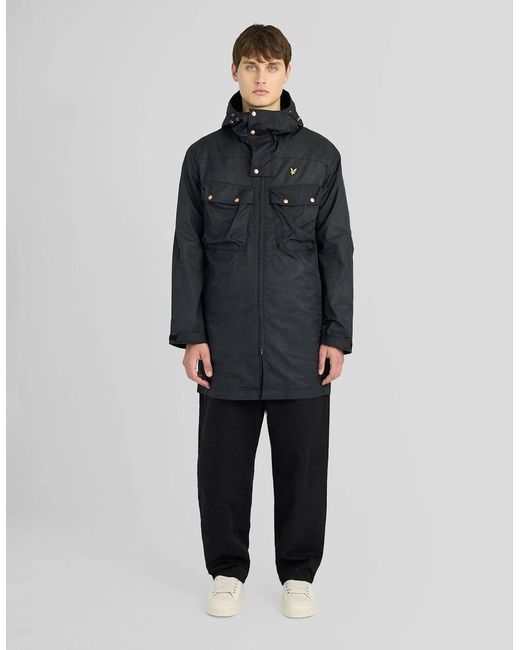 Lyle & Scott Gray Waxed Guard Parka for men