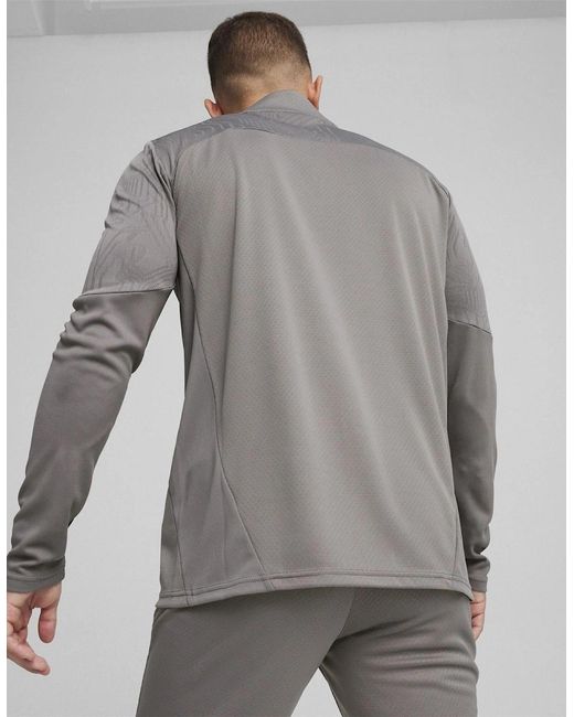 PUMA Gray Teamfinal Training 1 4 Zip Fleece for men