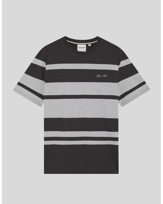Lyle & Scott Black Relaxed Fit Stripe T-Shirt for men