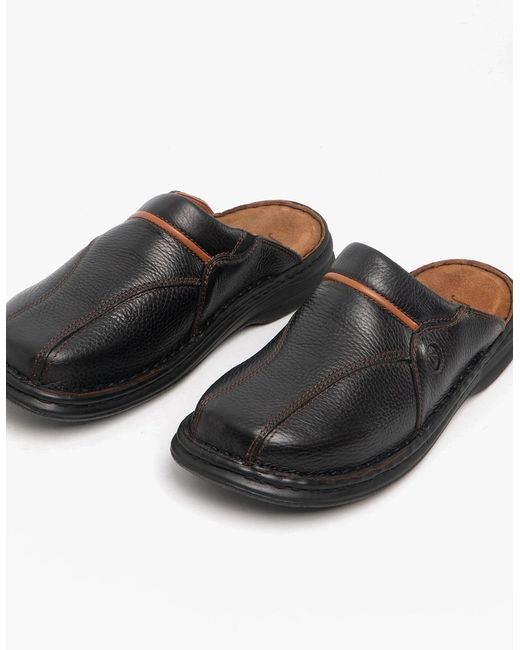 Josef Seibel Black Klaus Leather Mules/Cognac for men