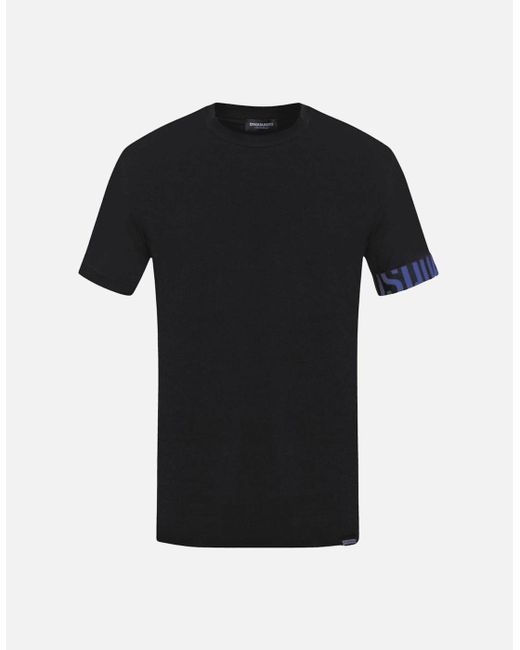 DSquared² Black Dsq Tape Arm Band Logo T-Shirt for men