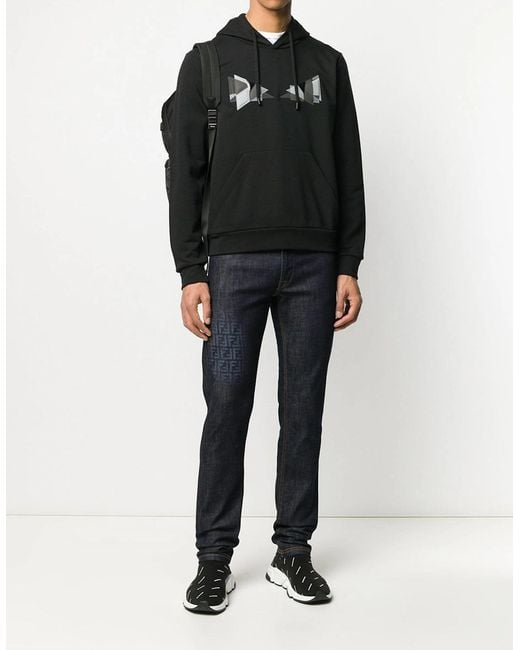 Fendi Black Cubic Bug Eyes Hoodie for men