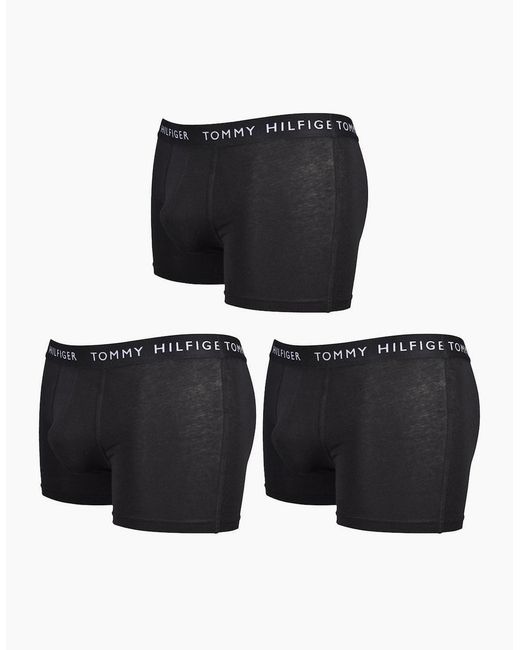 Tommy Hilfiger Black 3-Pack Premium Essential Logo Boxer Trunks for men
