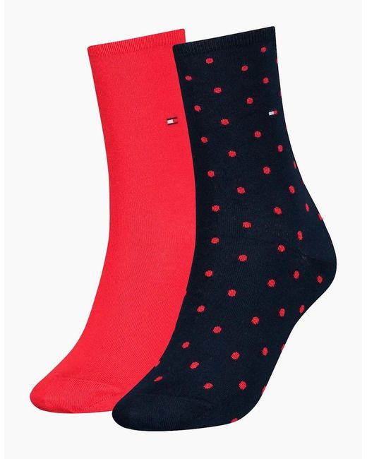 Tommy Hilfiger Red 2-Pack Dots Pattern Socks