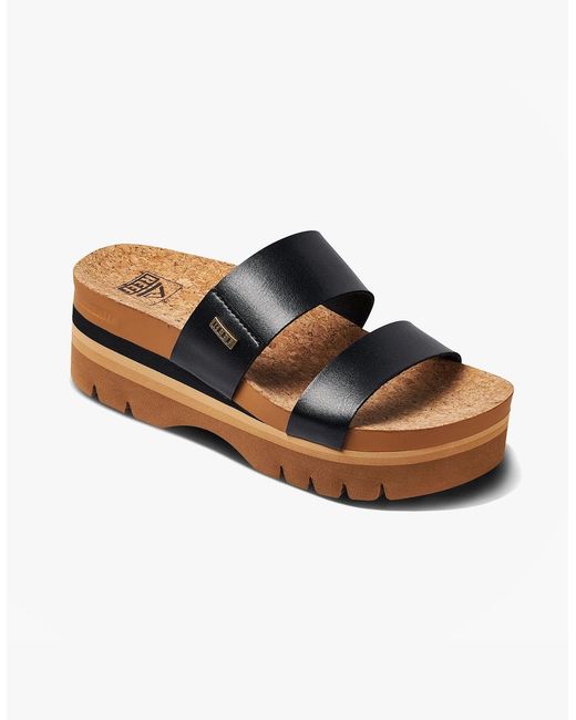 Reef Black Cushion Vista Platform Sandals
