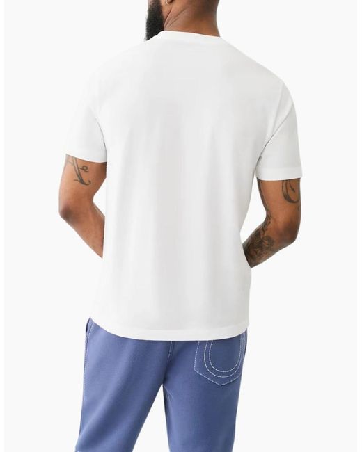 True Religion Blue 108323 Graphic T Shirts Logo Crew Neck Half Sleeve Cotton Tee for men