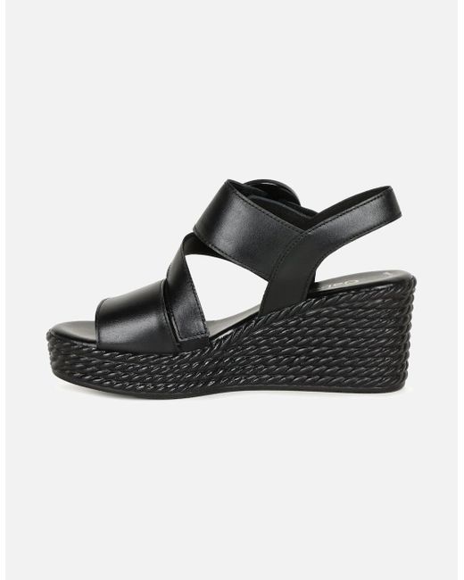 Gabor Black Drama Wedge Heel Sandals