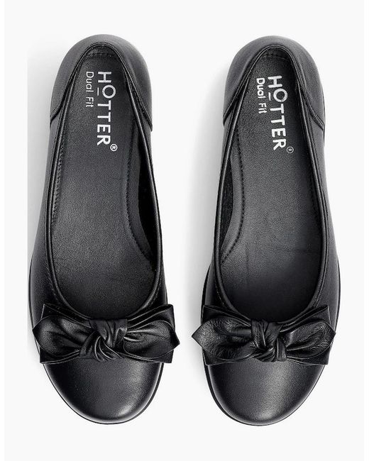 Hotter Black Jewel Extra Wide Ballet Pumps