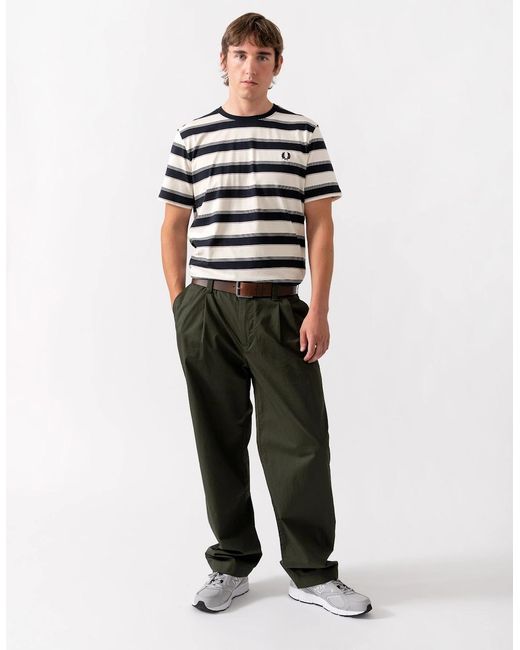 Fred Perry White Fine Stripe T-Shirt for men