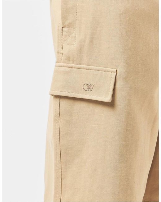 Off-White c/o Virgil Abloh Natural Solid Patterned Relaxed Fit Cargo Shorts for men