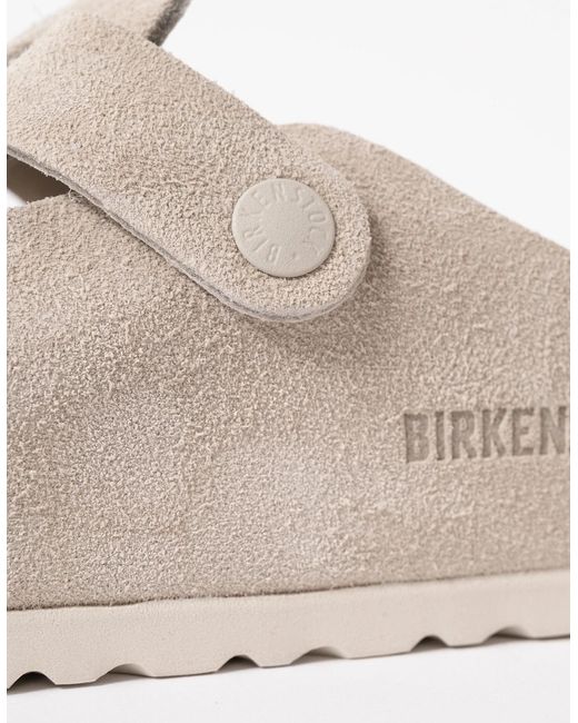 Birkenstock Boston White Suede Leather Clogs