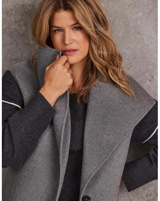 Live Unlimited London Gray Longline Sleeveless Wool Coat