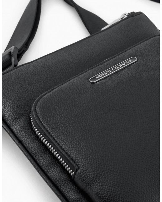 ARMANI EXCHANGE Black Metal Logo Shoulder Bag for men