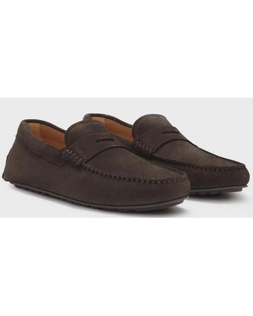 Boss Black Noel Moccasin Suede Dark Loafers for men