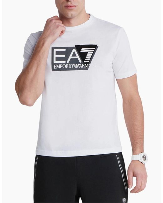 Armani White Ea7 3Dpt81 T Shirt Emporio Short Sleeve Casual Cotton Tee Top for men
