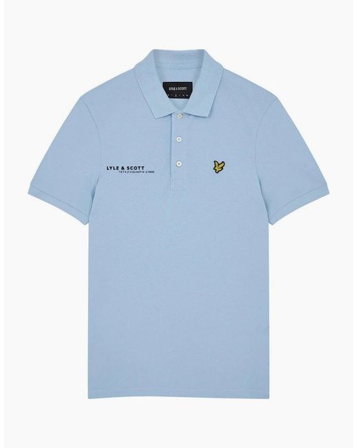 Lyle & Scott Blue Lyle & Scott Light Co-Ordinate Print Logo Short Sleeved Polo Shirt for men