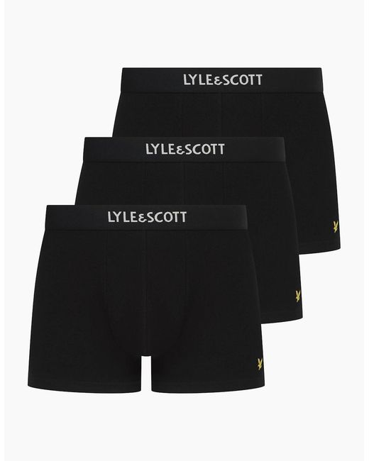 Lyle & Scott Black 3-Pack Devon Boxer Trunks for men