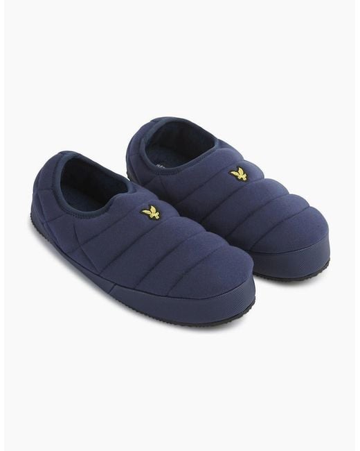 Lyle & Scott Blue Padded Textured Moccasin Slippers for men