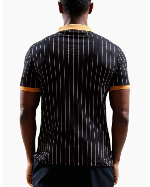 Fila Black Polo Shirt Classic Striped Polo Short Sleeve Cotton Summer Polo for men