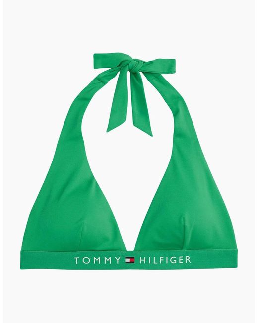 Tommy Hilfiger Green Th Original Halterneck Bikini Top, Radiant