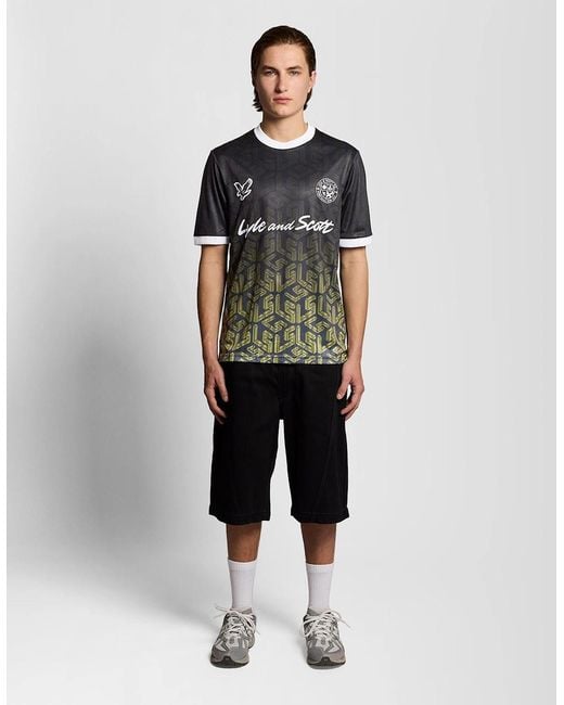 Lyle & Scott Black Sports Ombre Emblem Football Shirt for men
