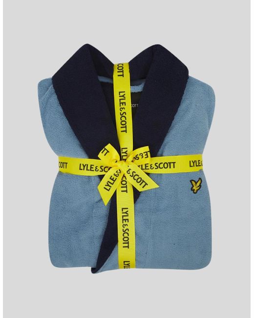 Lyle & Scott Blue Towling Bathrobe for men