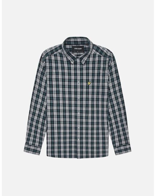 Lyle & Scott Blue And Washed Check Poplin Shirt for men