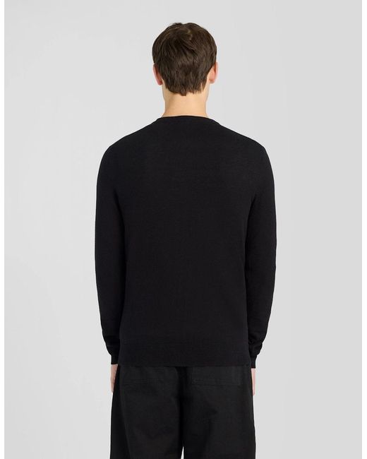Lyle & Scott Black Cotton Merino Henley Jumper for men