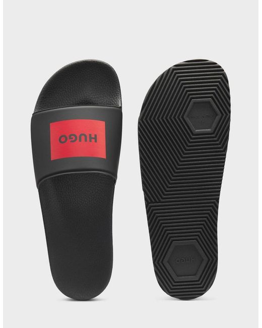 Boss Black Hugo Timein Slides With Logo Strap for men