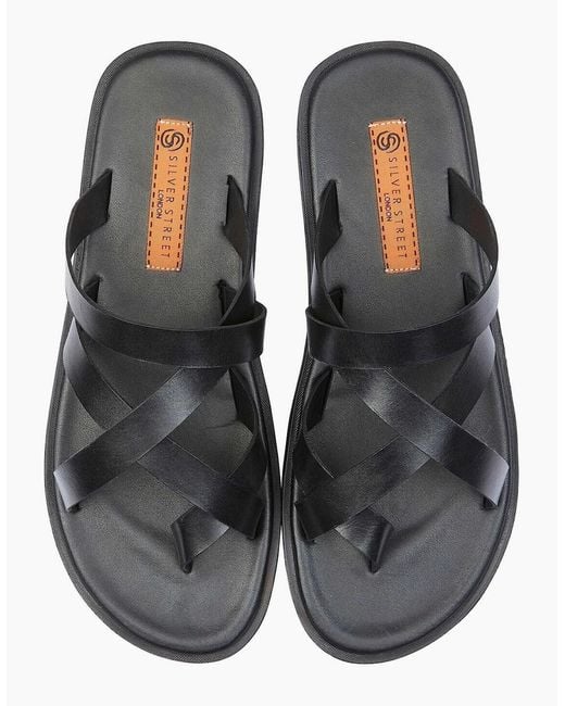 Silver Street London Black Crouchend Sandals for men