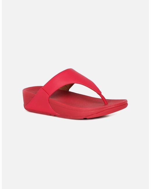 Fitflop Red Lulu Leather Toe Post Sandals
