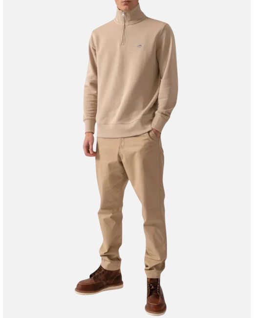 Gant Natural Sweatshirt Embroidered Shield Half Zip Pullover Winter Jumper for men