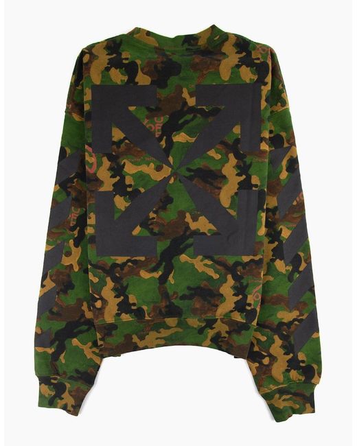 Off-White c/o Virgil Abloh Green Off Camouflage Oversized Crewneck Sweatshirt Camo for men