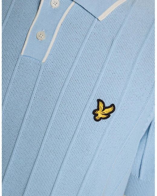 Lyle & Scott Blue Lyle & Scott Tipped Pique Knitted Polo Shirt for men