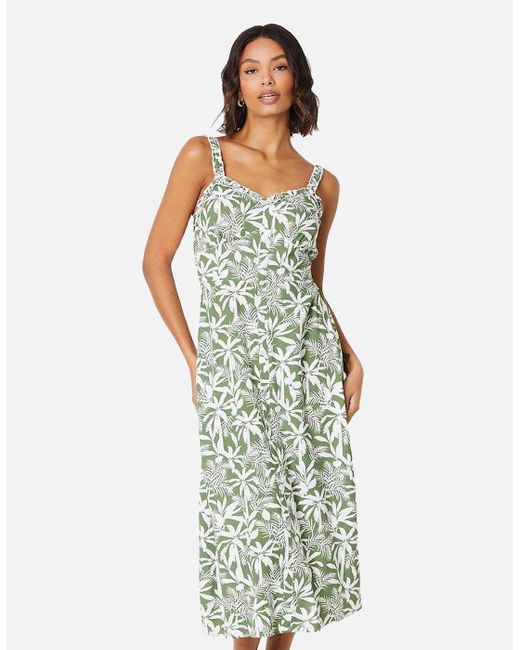Dorothy Perkins White Ladies Palm Frill Neck Midi Dress