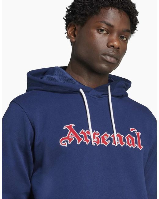 Adidas Blue Arsenal Hooded Neck Long Sleeve Sweatshirt for men